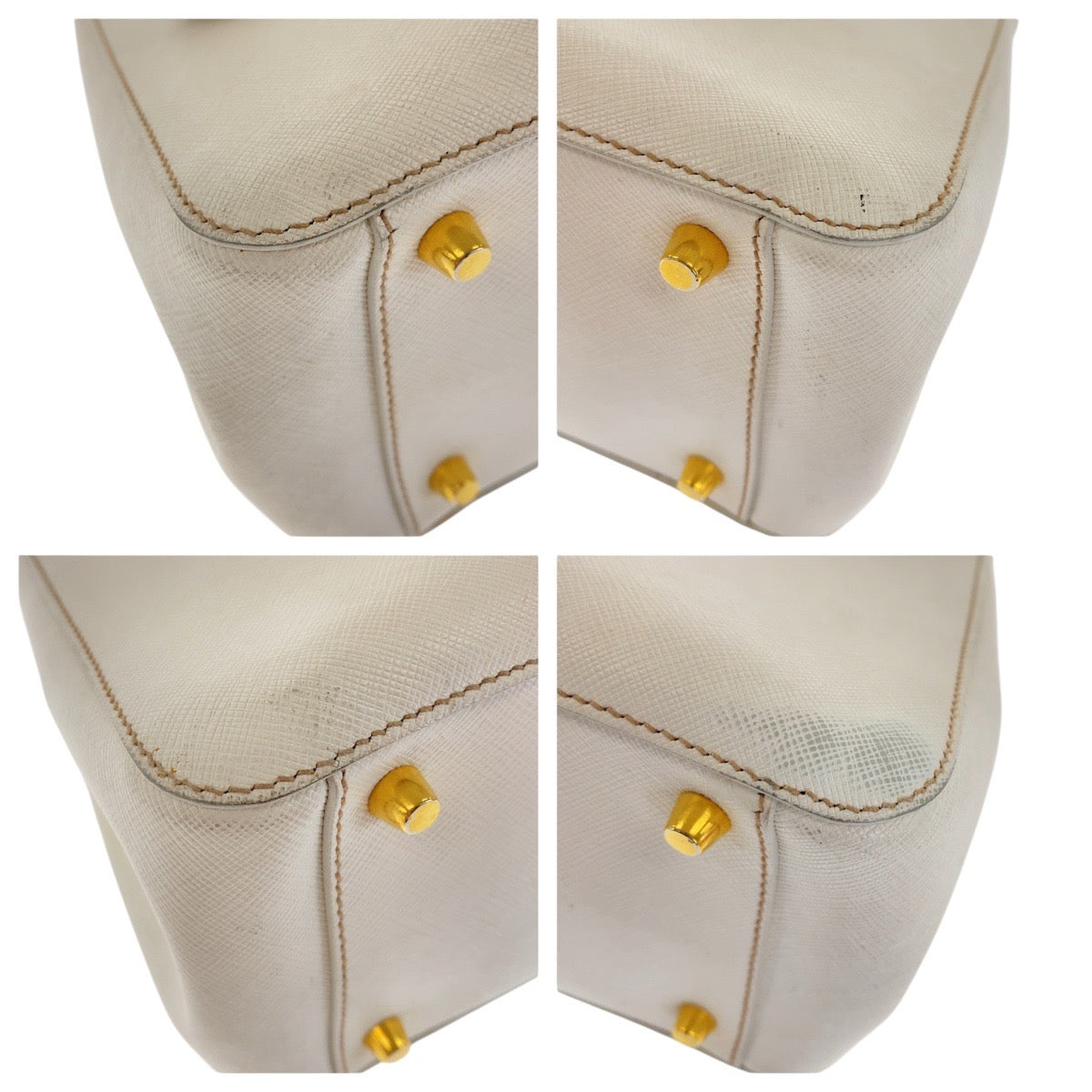 Tote Bag Goldmetal Tote Bag Handbag Safiano Leather White