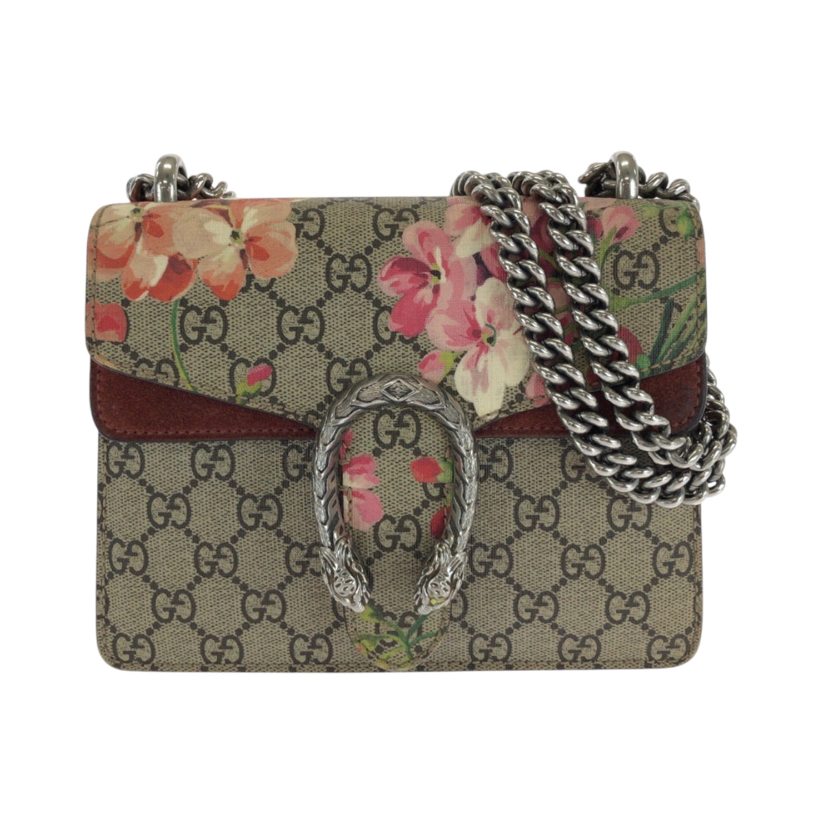 Gucci GG Supreme SilverMetal GG Blooms Canvas Beige Multicolor Shoulder Bag