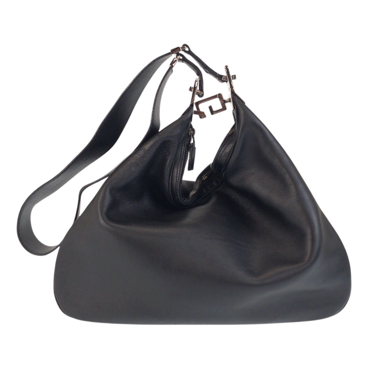 Gucci 001- SilverMetal Leather Black Shoulder Bag