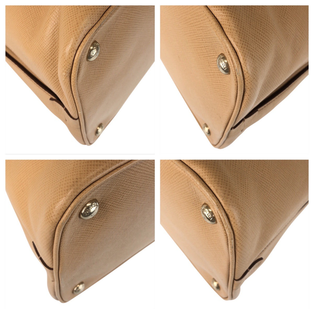 Metal Handbag Shoulder Bag Way Safiano Women Leather Beige
