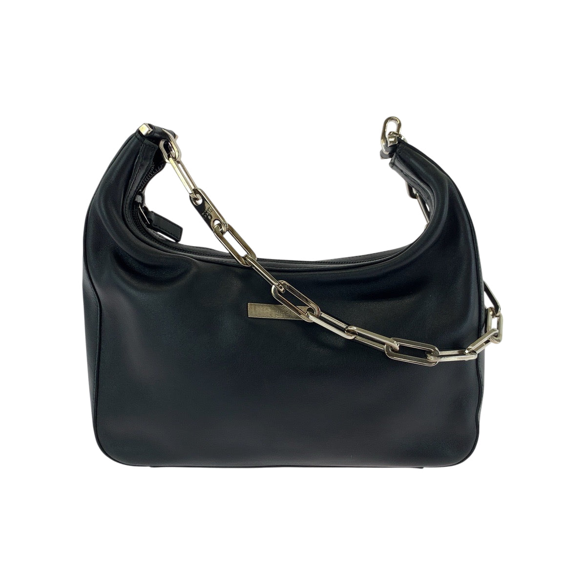 Gucci 001 SilverMetal Leather Black Chain Shoulder Bag
