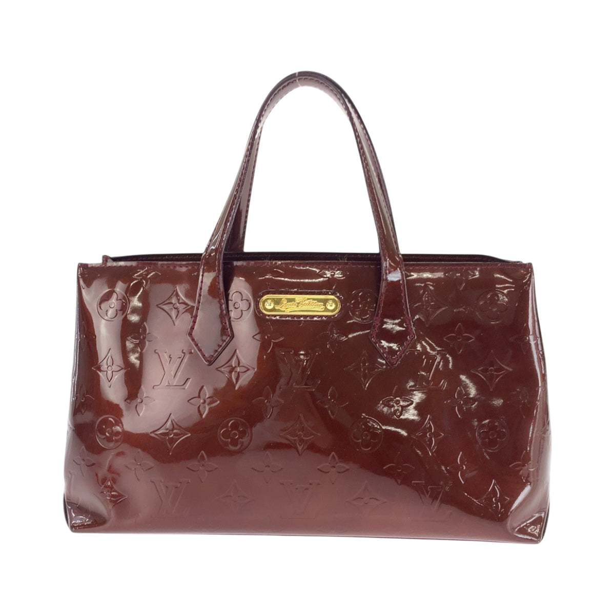 Louis Vuitton M93641 Vernis Amaranth lsher PM Monogram Brown Gold Tote Bag