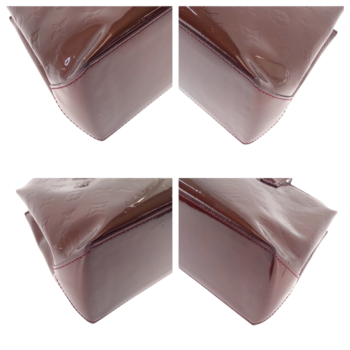 Louis Vuitton M93641 Vernis Amaranth lsher PM Monogram Brown Gold Tote Bag
