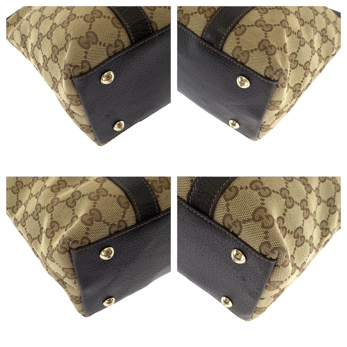 Gucci GG Canvas Brown Beige Gold Shoulder Bag