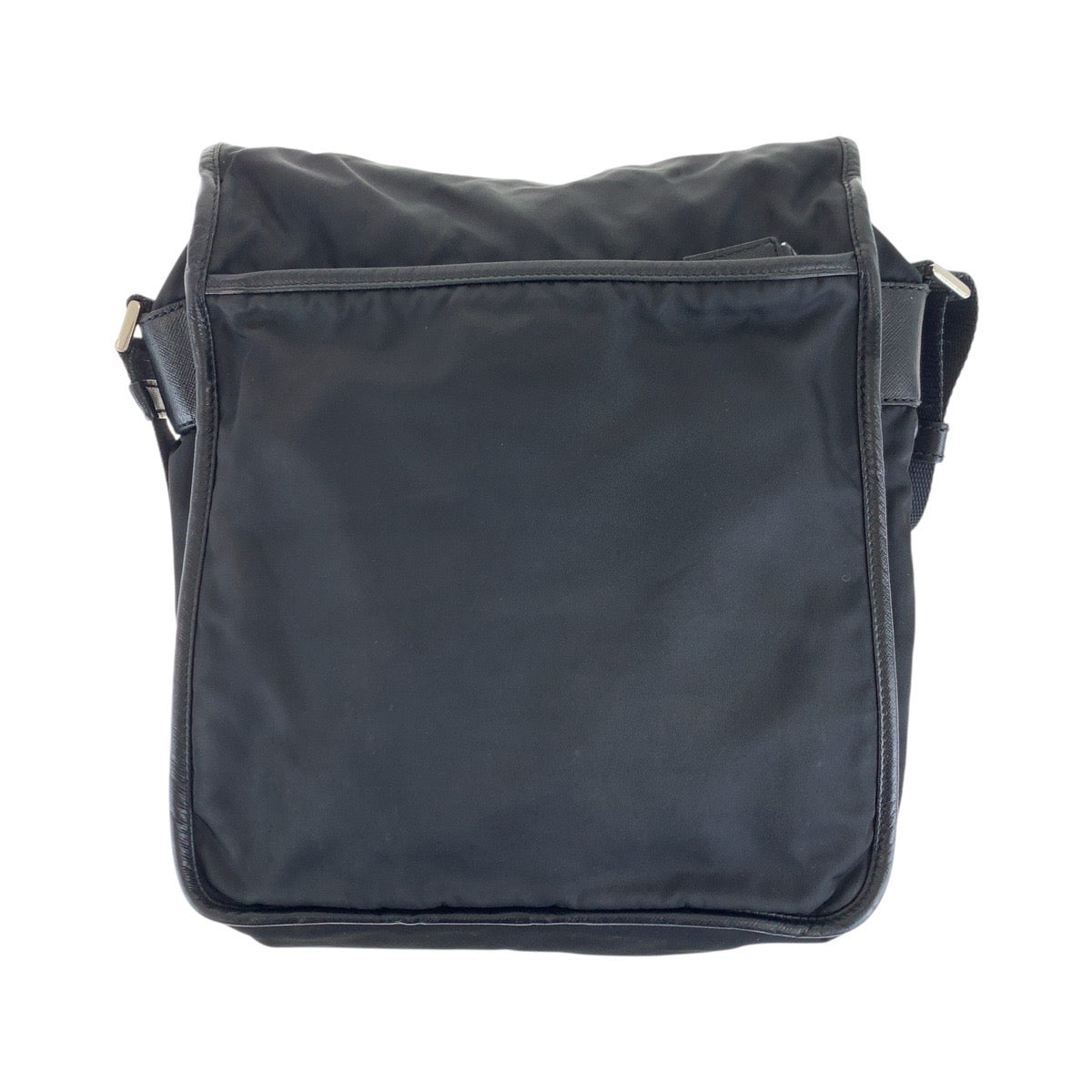 Prada Tessuto Triangle Plate Shoulder Bag Leather Nylon Saffiano