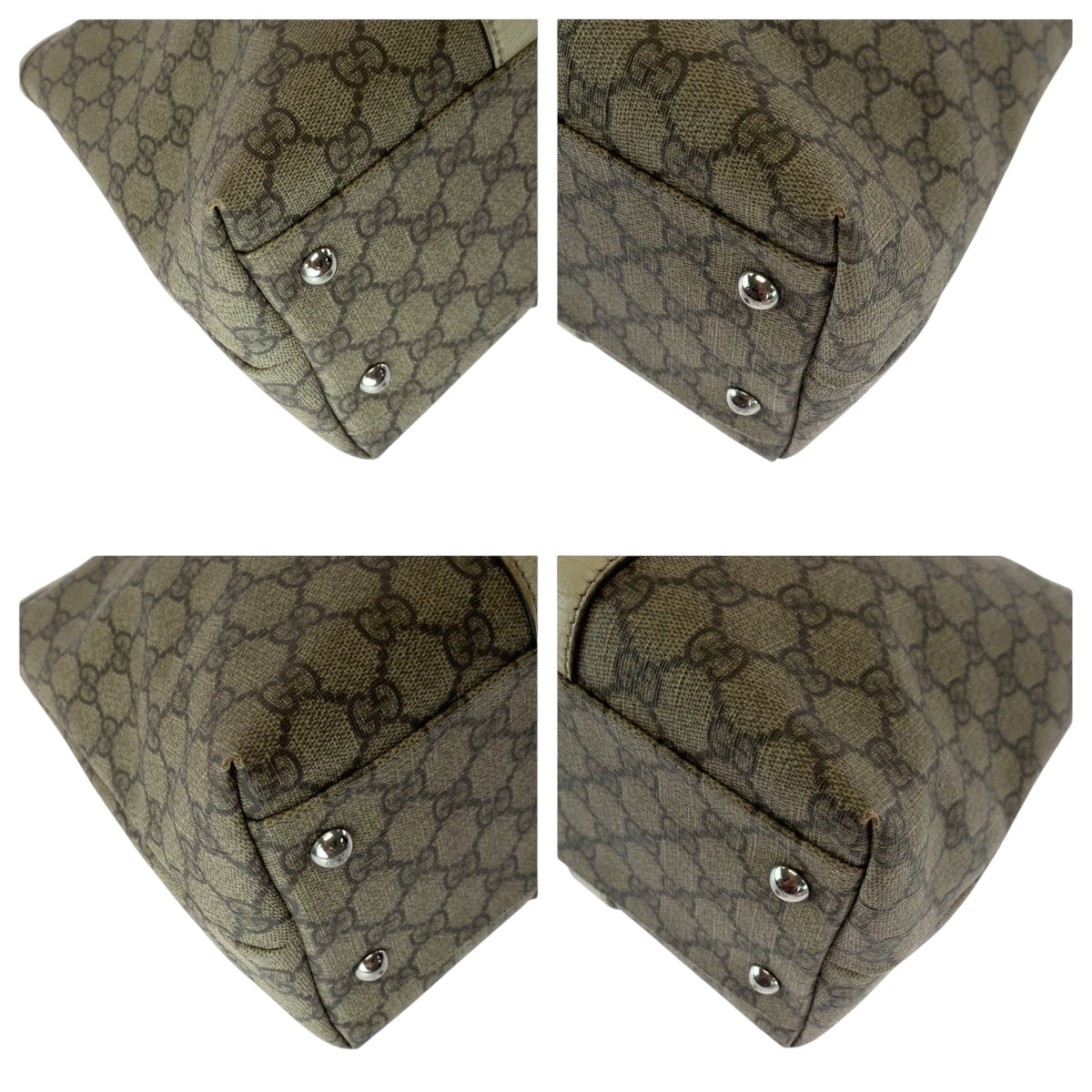 Gucci GG Supreme Ivory SilverMetal Canvas Beige Shoulder Bag