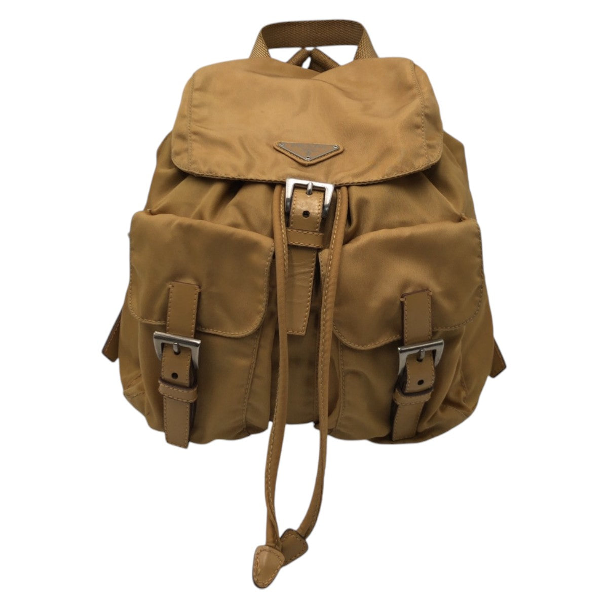 Backpack Camel Test Triangular Logo Handbag Nylon Brown