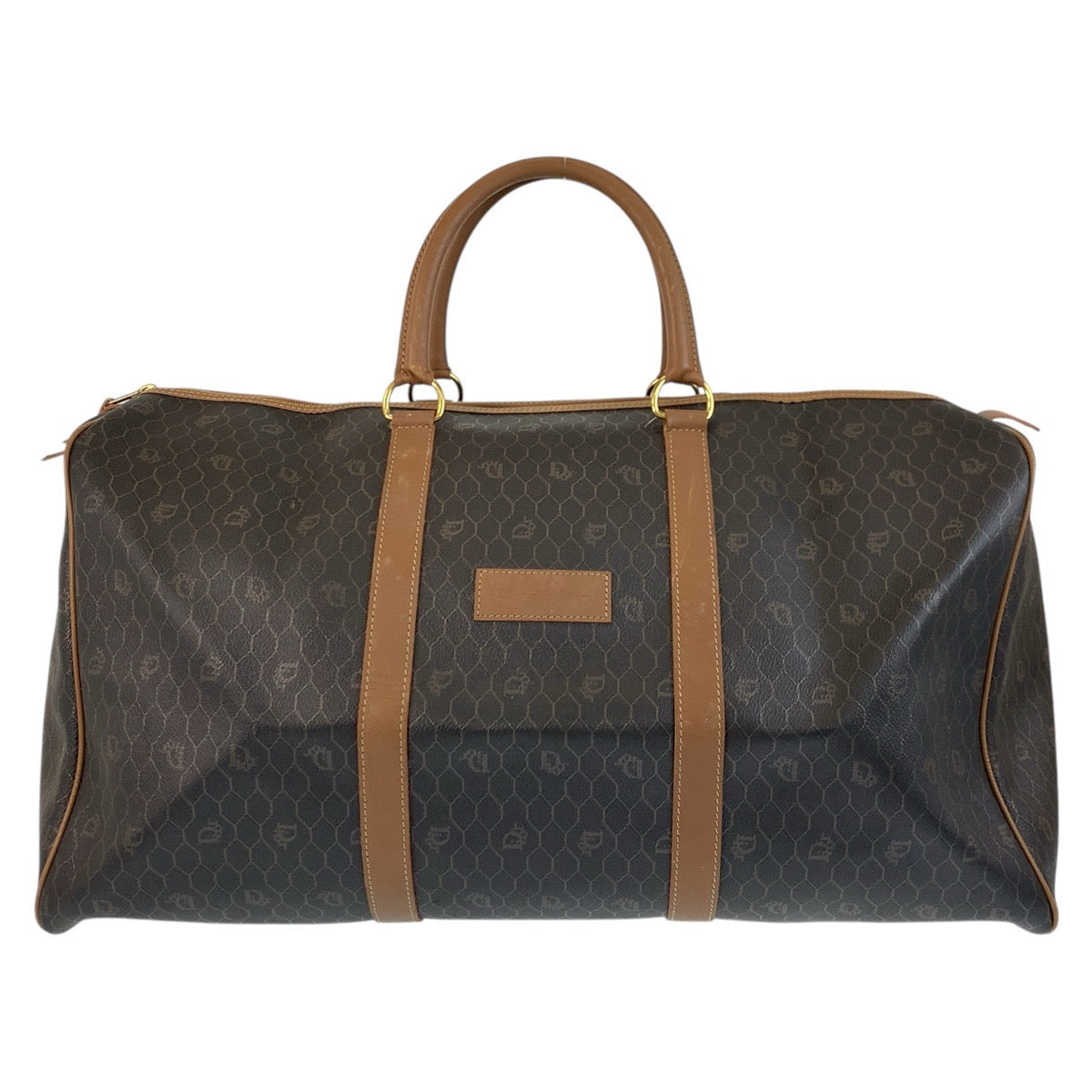 Dior Christian Boston Duffel Bag Pvc, Metal Boston Leather Brown Travel Bag