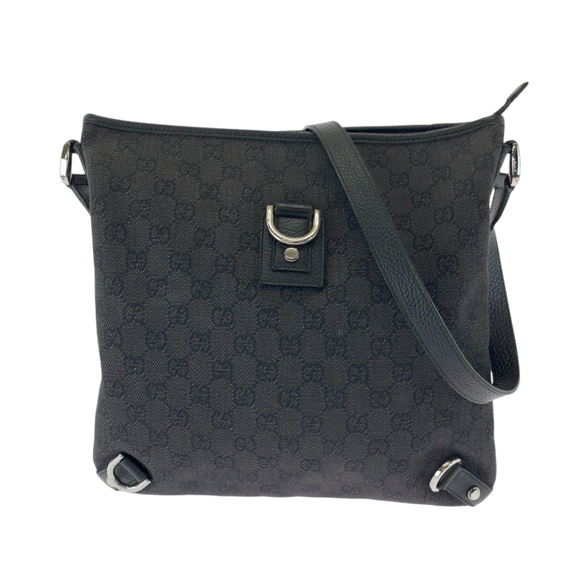 Gucci GG SilverMetal pochette Abbey Canvas Black Shoulder Bag