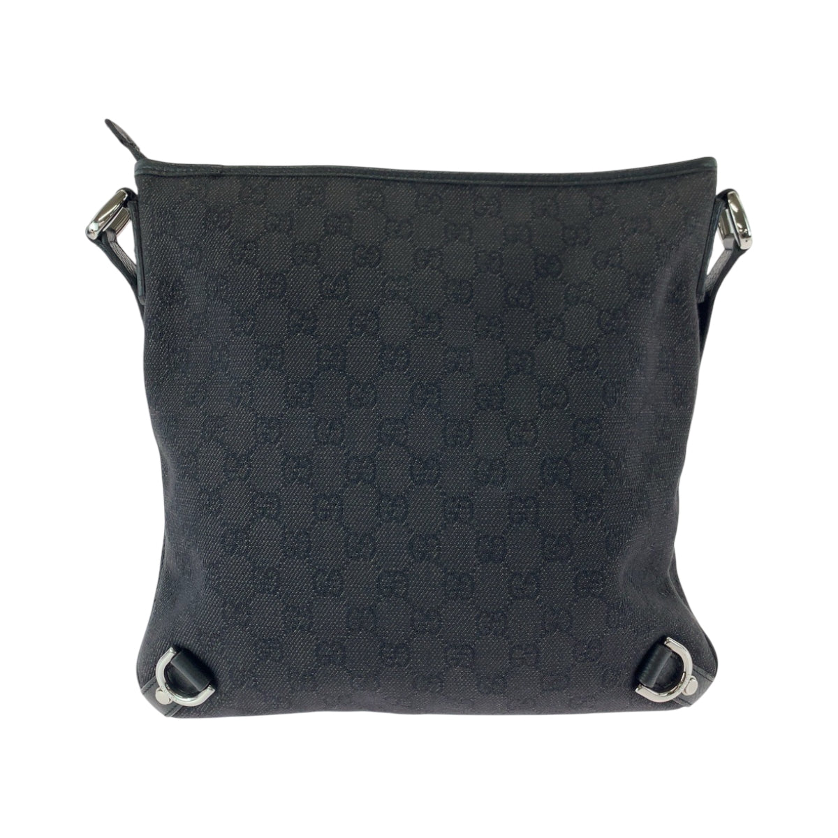 Gucci GG SilverMetal pochette Abbey Canvas Black Shoulder Bag