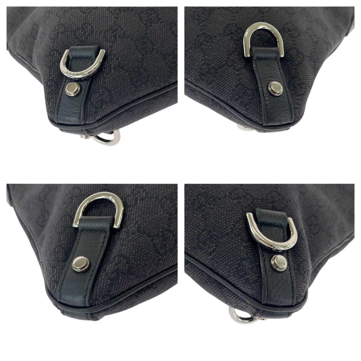 Gucci GG SilverMetal pochette Abbey Canvas Black Shoulder Bag