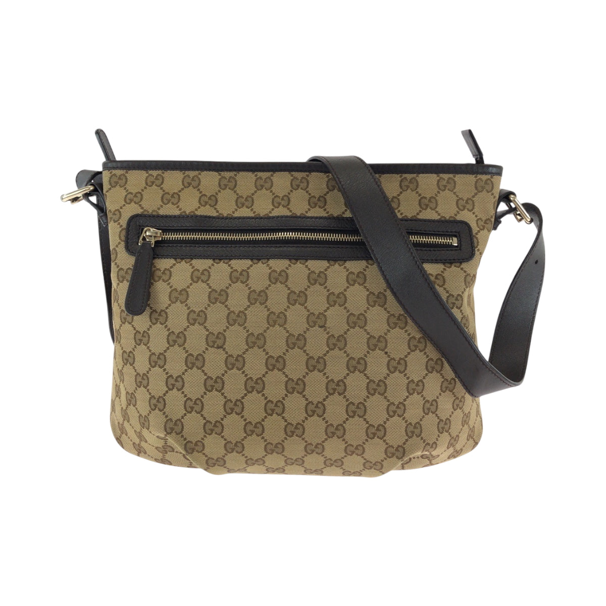Gucci GG Dark Canvas Brown Gold Crossbody Bag