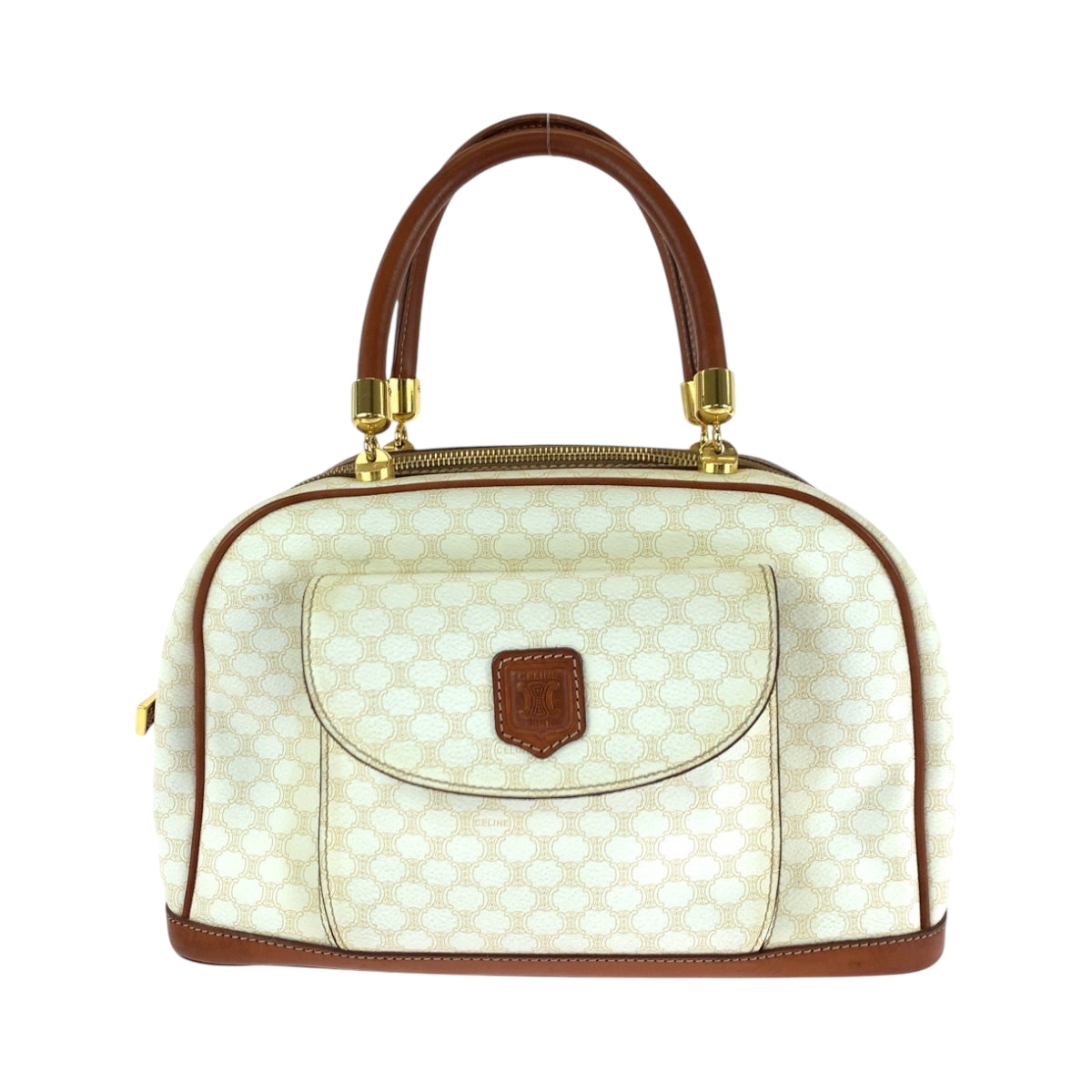 Pvc Metal Handbags Mini Boston Duffel Bag White Brown Travel Bag