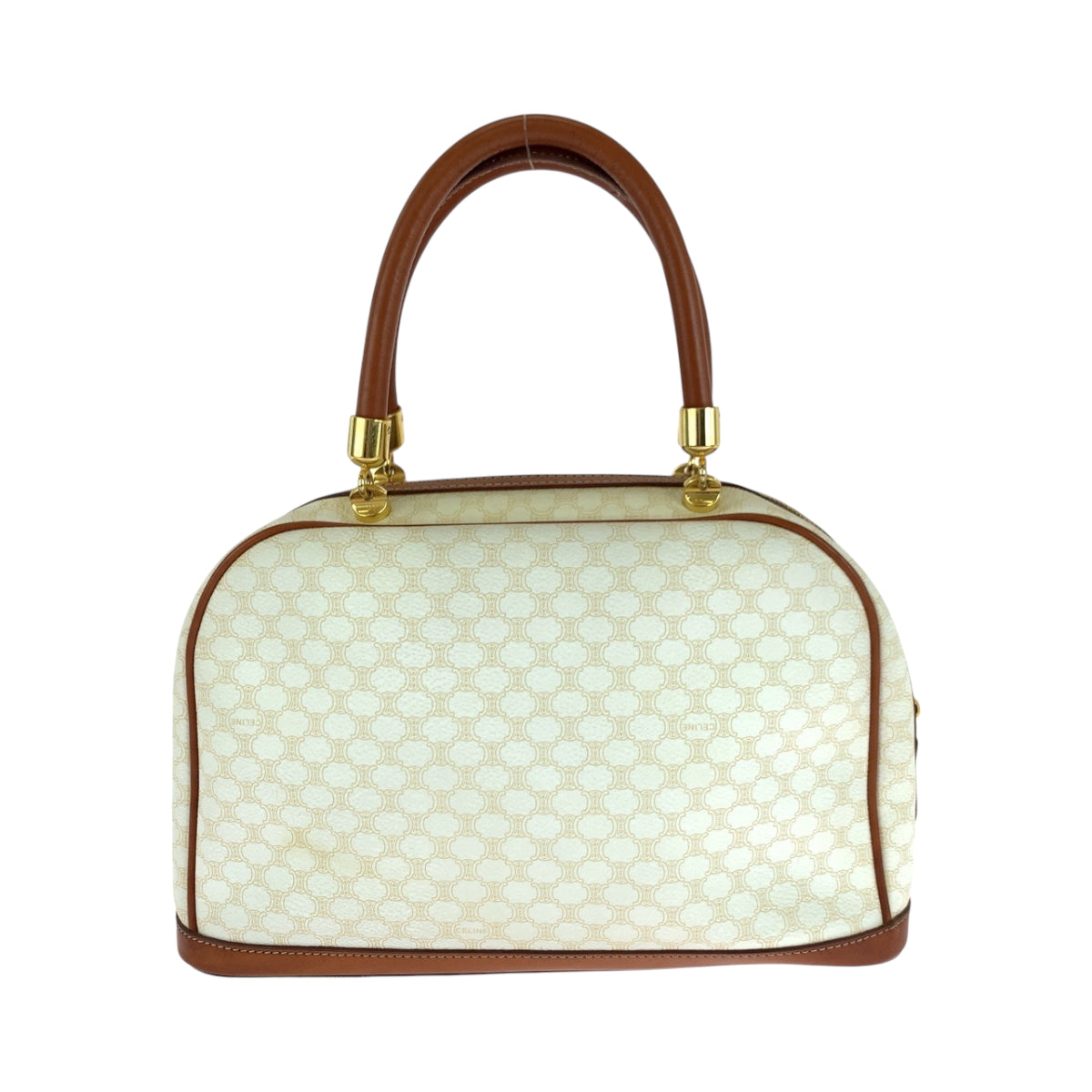 Pvc Metal Handbags Mini Boston Duffel Bag White Brown Travel Bag