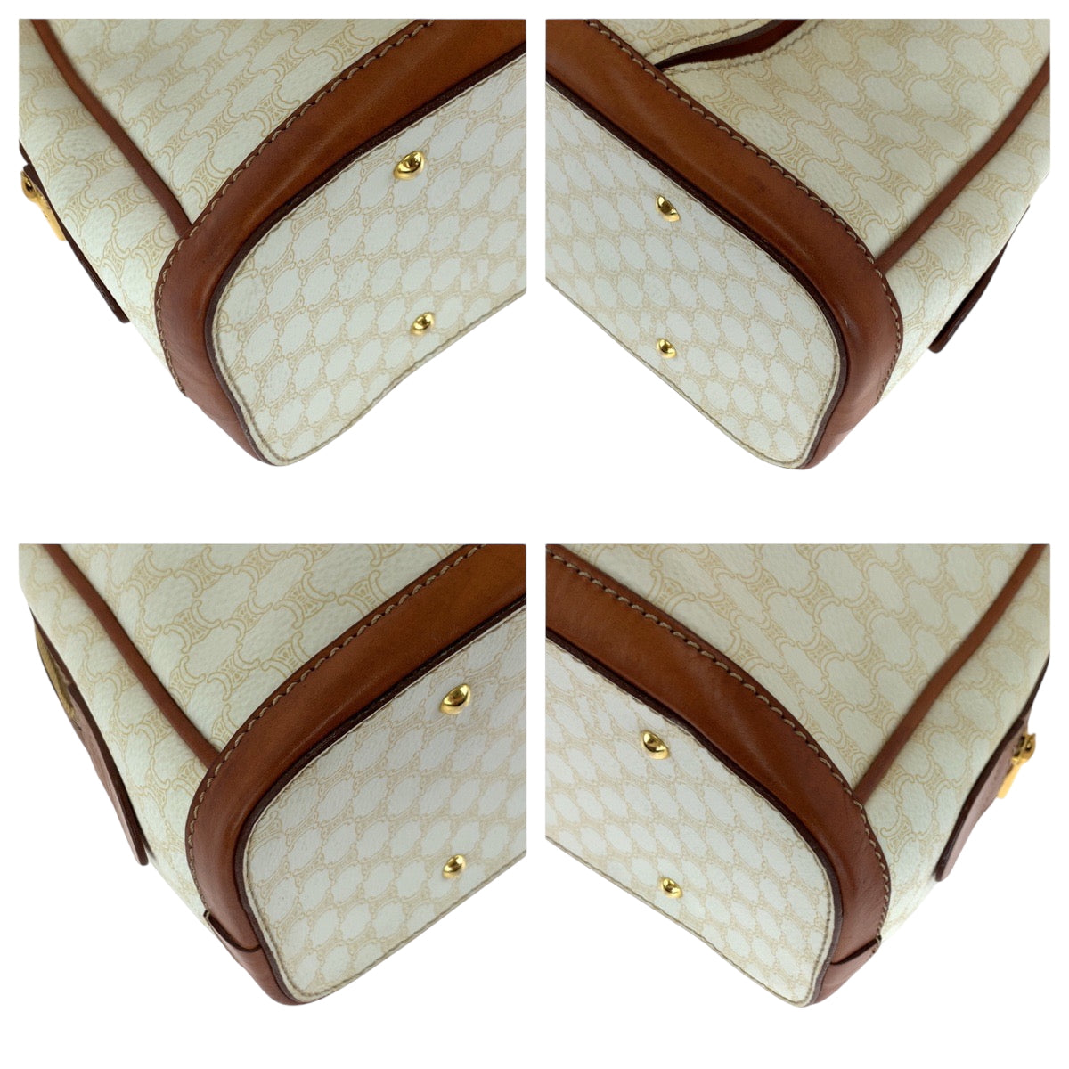 Pvc Metal Handbags Mini Boston Duffel Bag White Brown Travel Bag