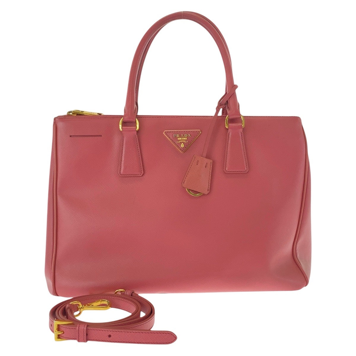 Prada 2Way Bag Q Leather Saffiano Pink Travel Bag
