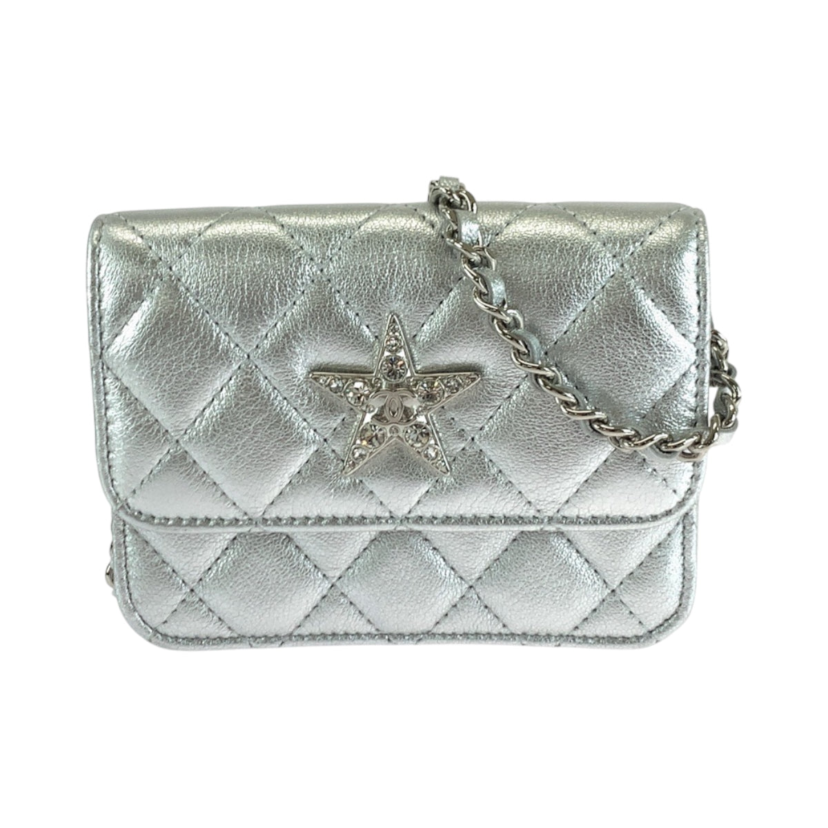 Chanel Lambskin Rhinestone SilverMetal ChainShoulder Matrasse COCO Shoulder Bag
