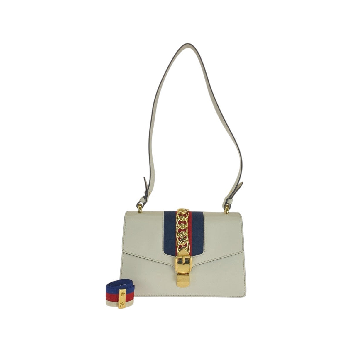 Gucci Ivory n Leather White Gold Shoulder Bag