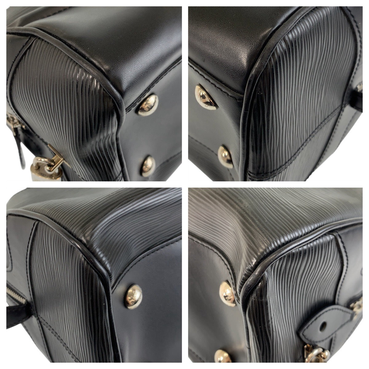 Louis Vuitton M59312 SilverMetal Epi Bowling Montaigne Leather Black Shoulder Bag