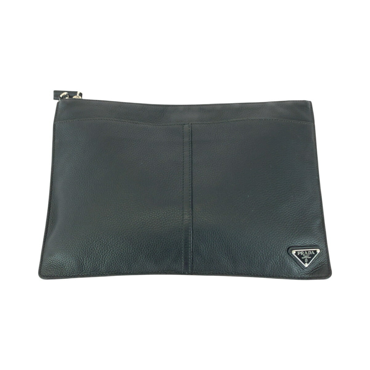 Prada City Triangle Plate Clutch Bag Leather Vitello Logo