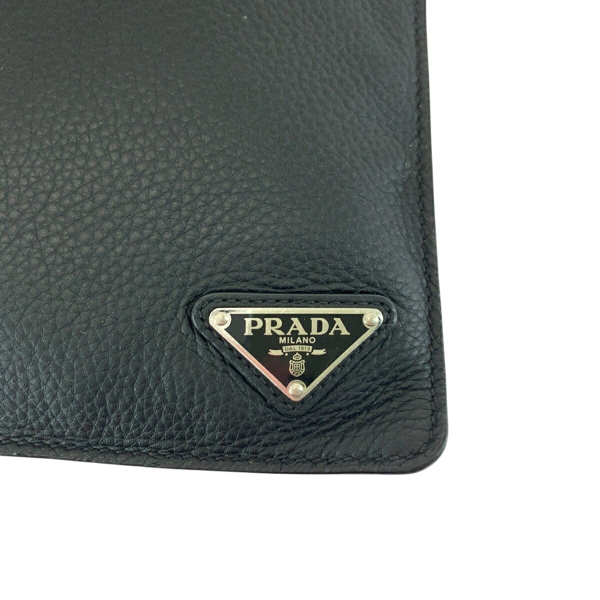 Prada City Triangle Plate Clutch Bag Leather Vitello Logo