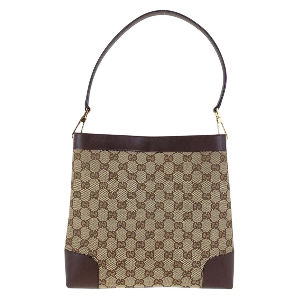 Gucci 001 GG Gold Leather Canvas Brown Beige Shoulder Bag