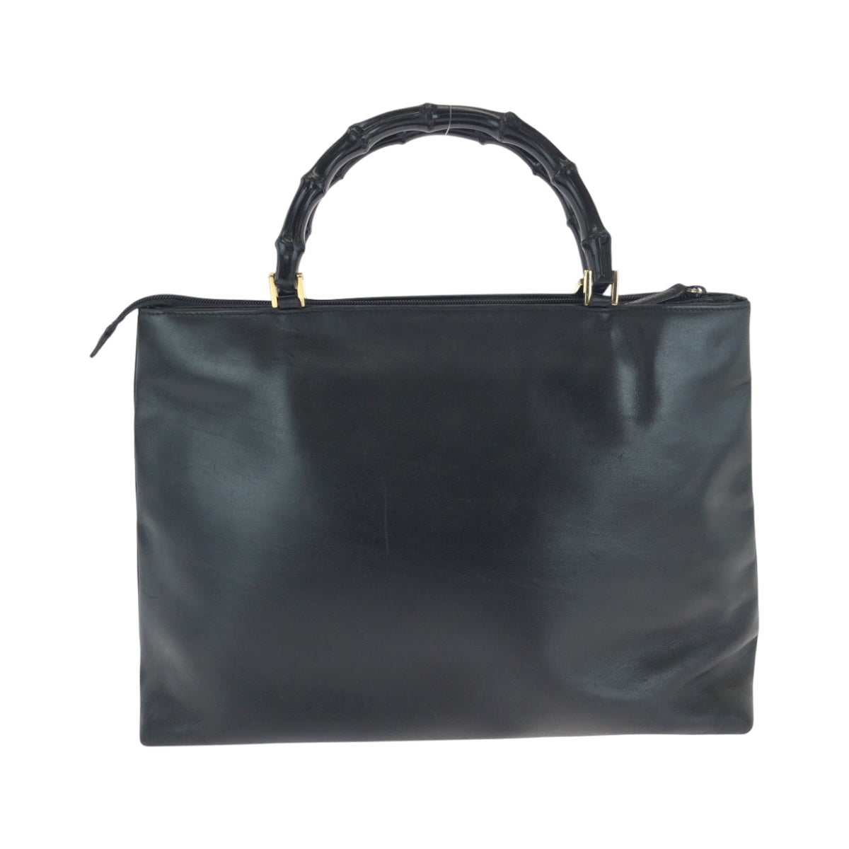 Gucci 002 GoldMetal Bamboo Leather Black Shoulder Bag
