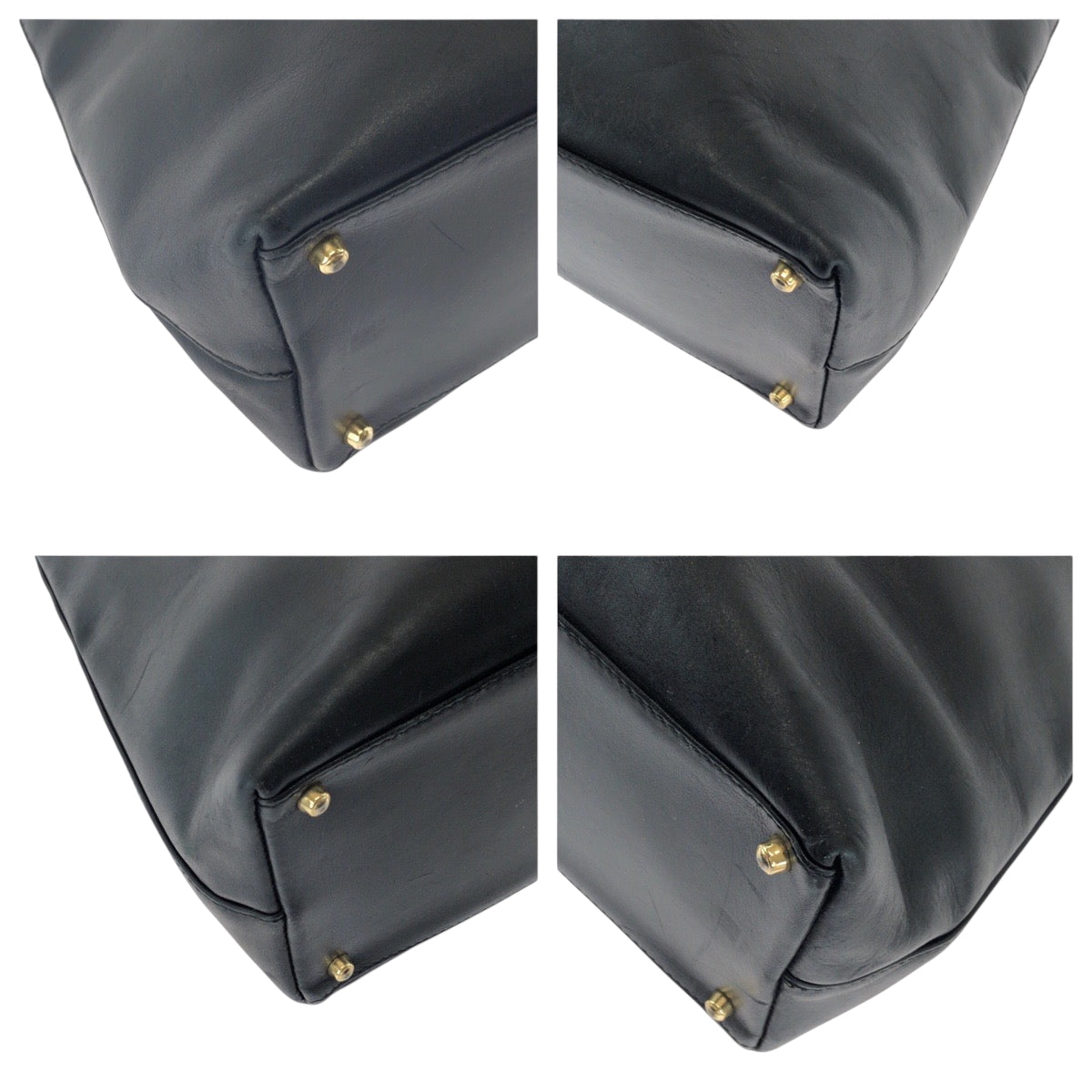 Gucci 002 GoldMetal Bamboo Leather Black Shoulder Bag