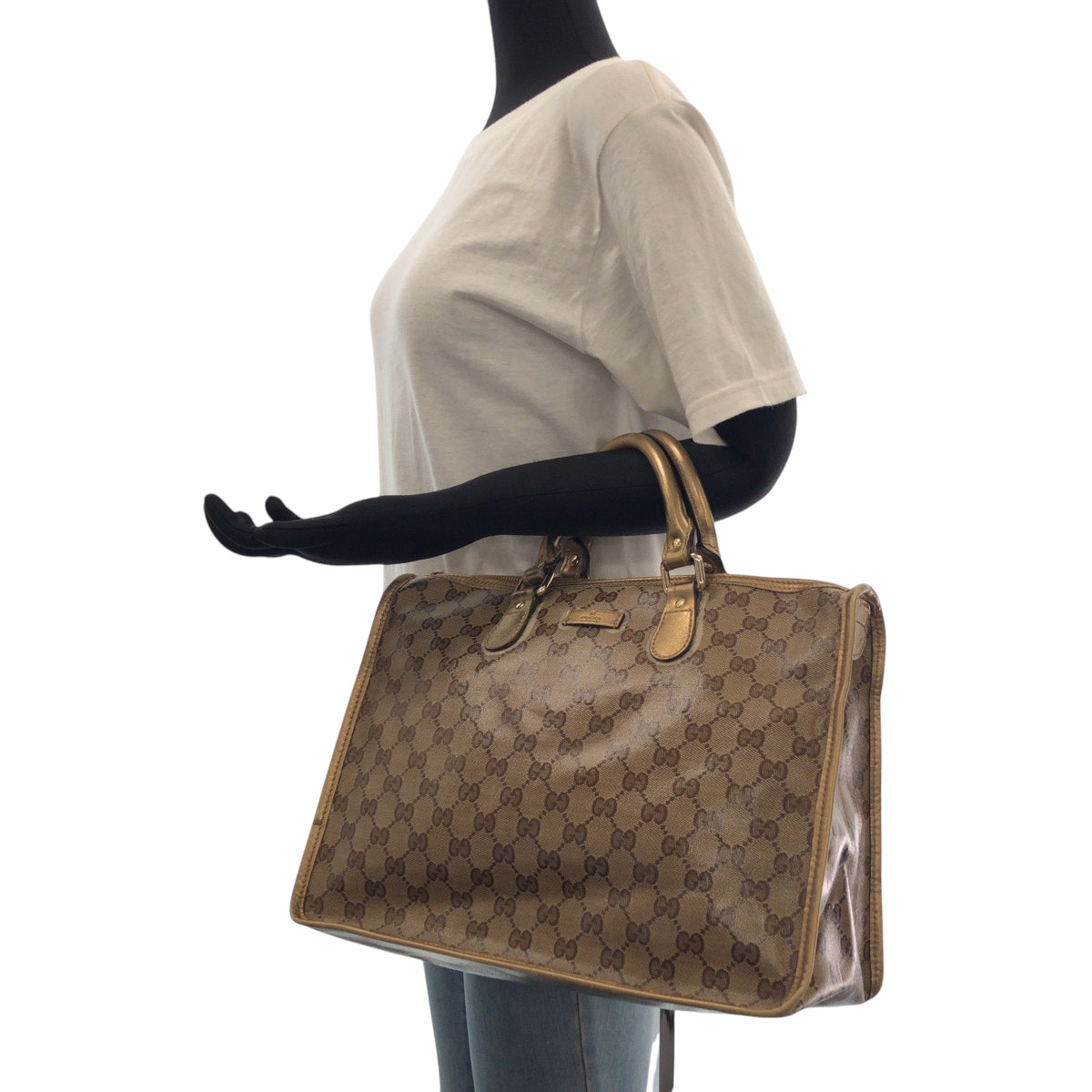 Gucci PVC Brown Gold Tote Bag