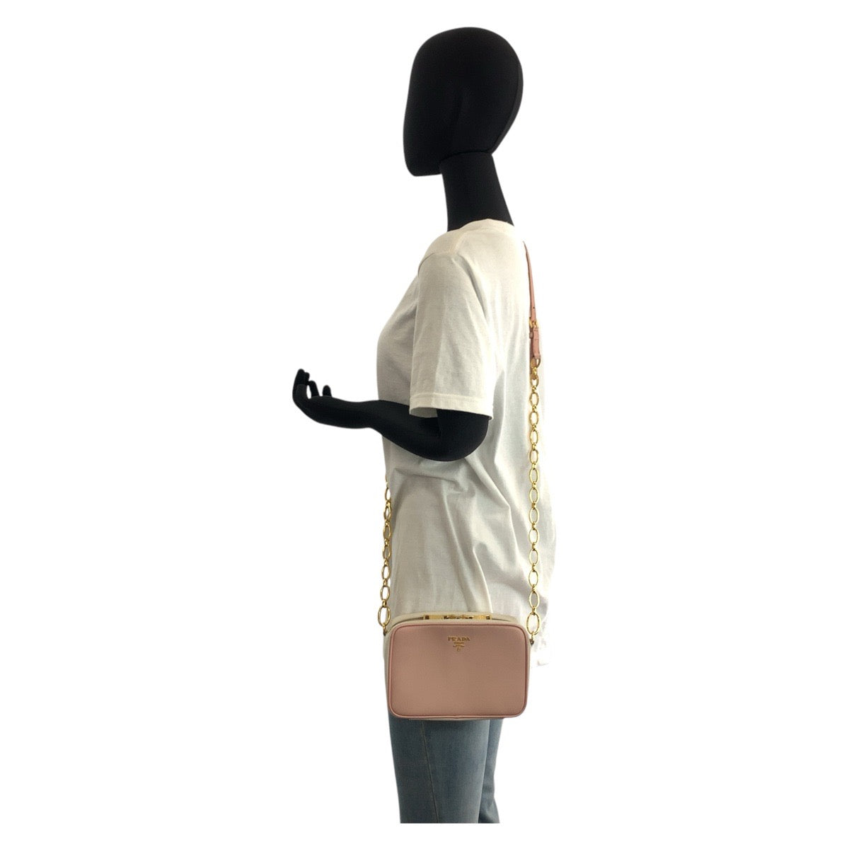 Shoulder Bag Metal Shoulder Bag Pochette Safiano Leather Pink