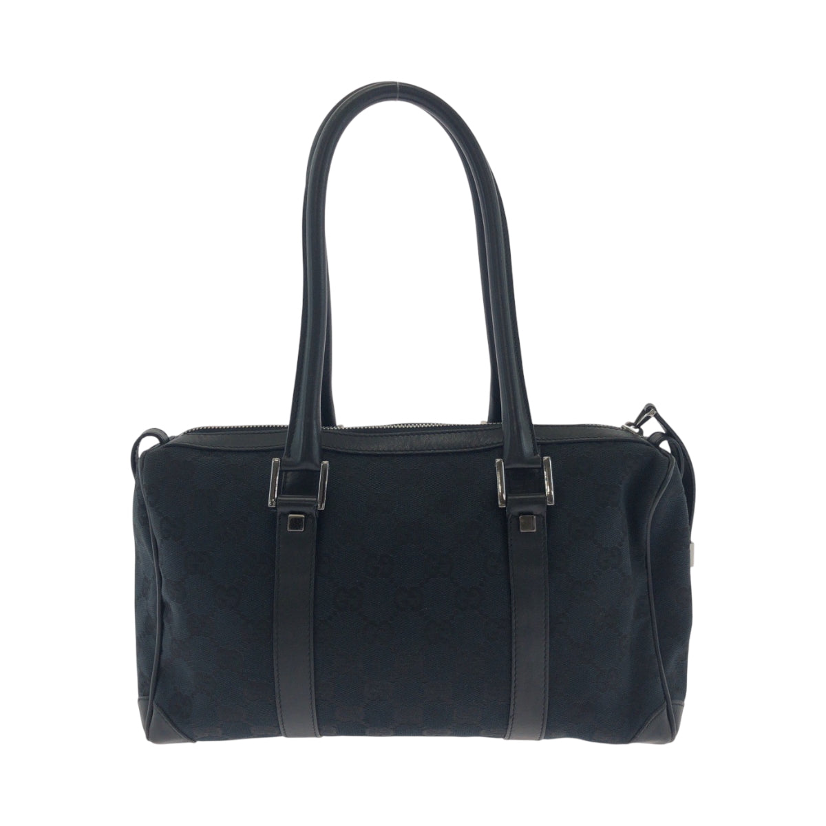 Gucci 000 GG SilverMetal Boston Duffel Canvas Black Mini Travel Bag