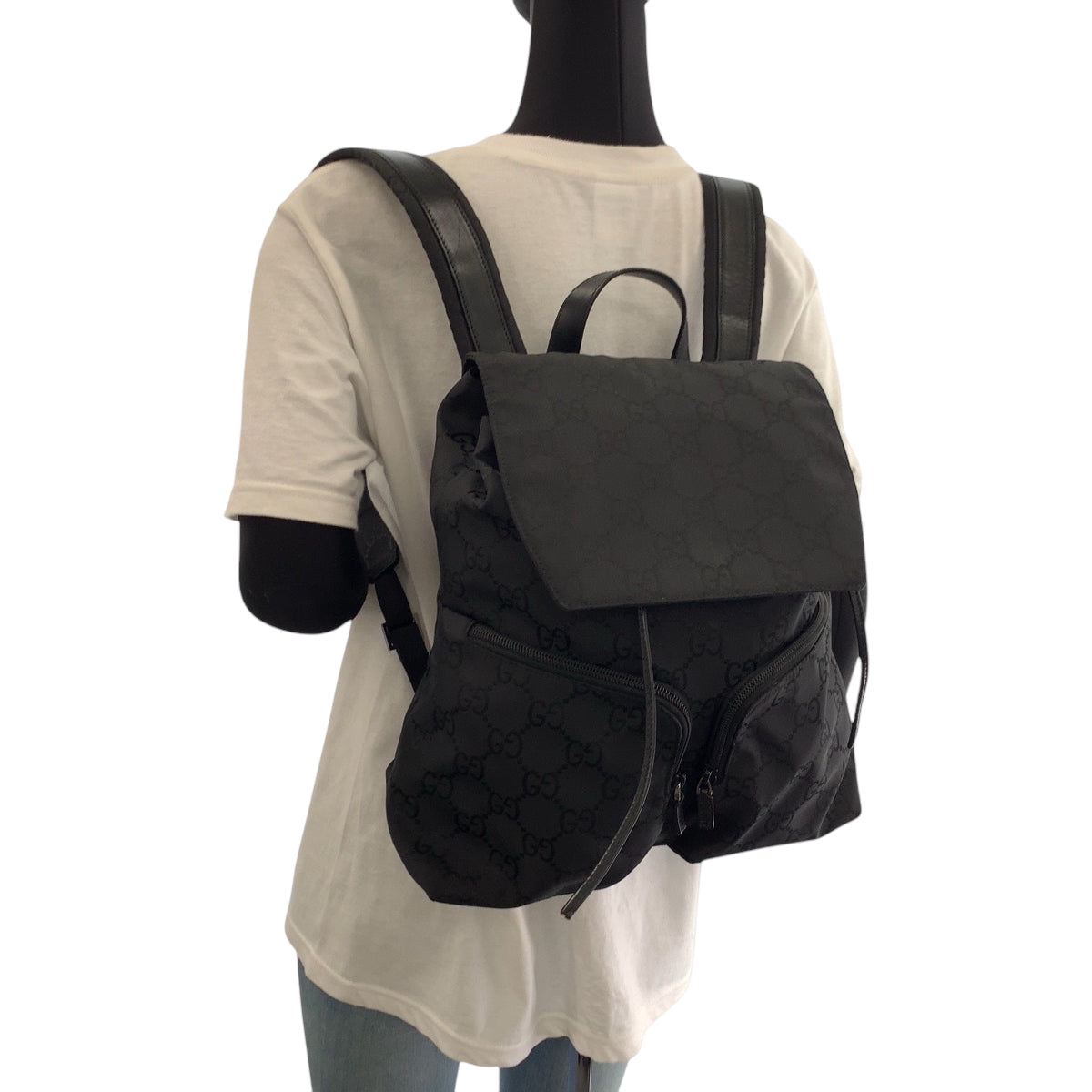 Gucci Backpack 003 SilverMetal Backpack Nylon Black
