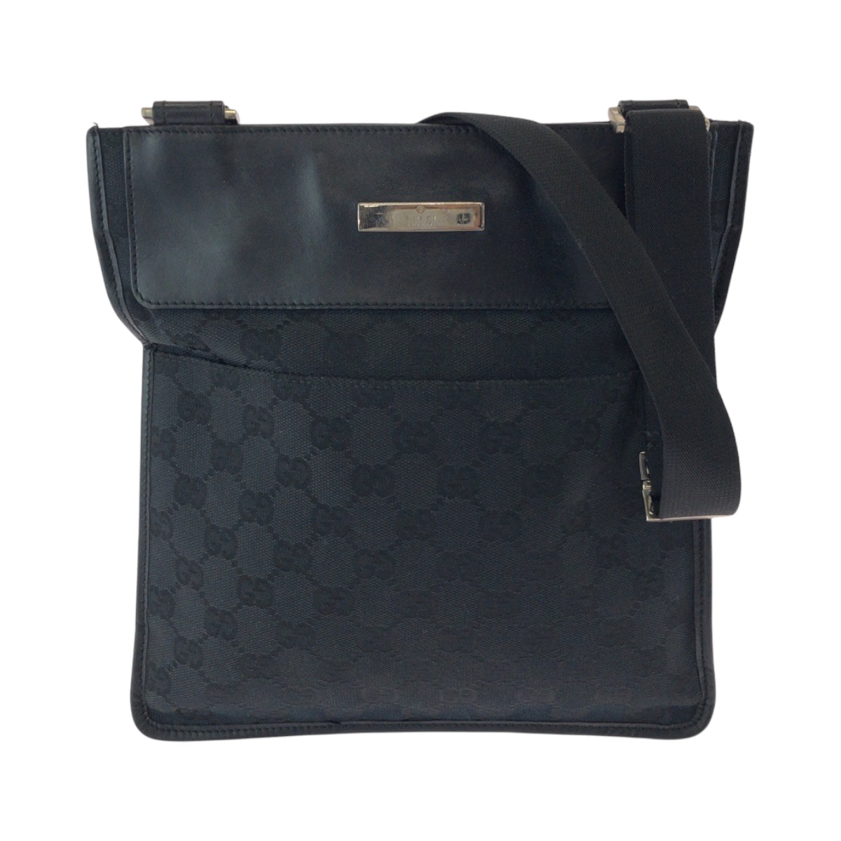 Gucci 019 GG SilverMetal pochette Canvas Black Shoulder Bag