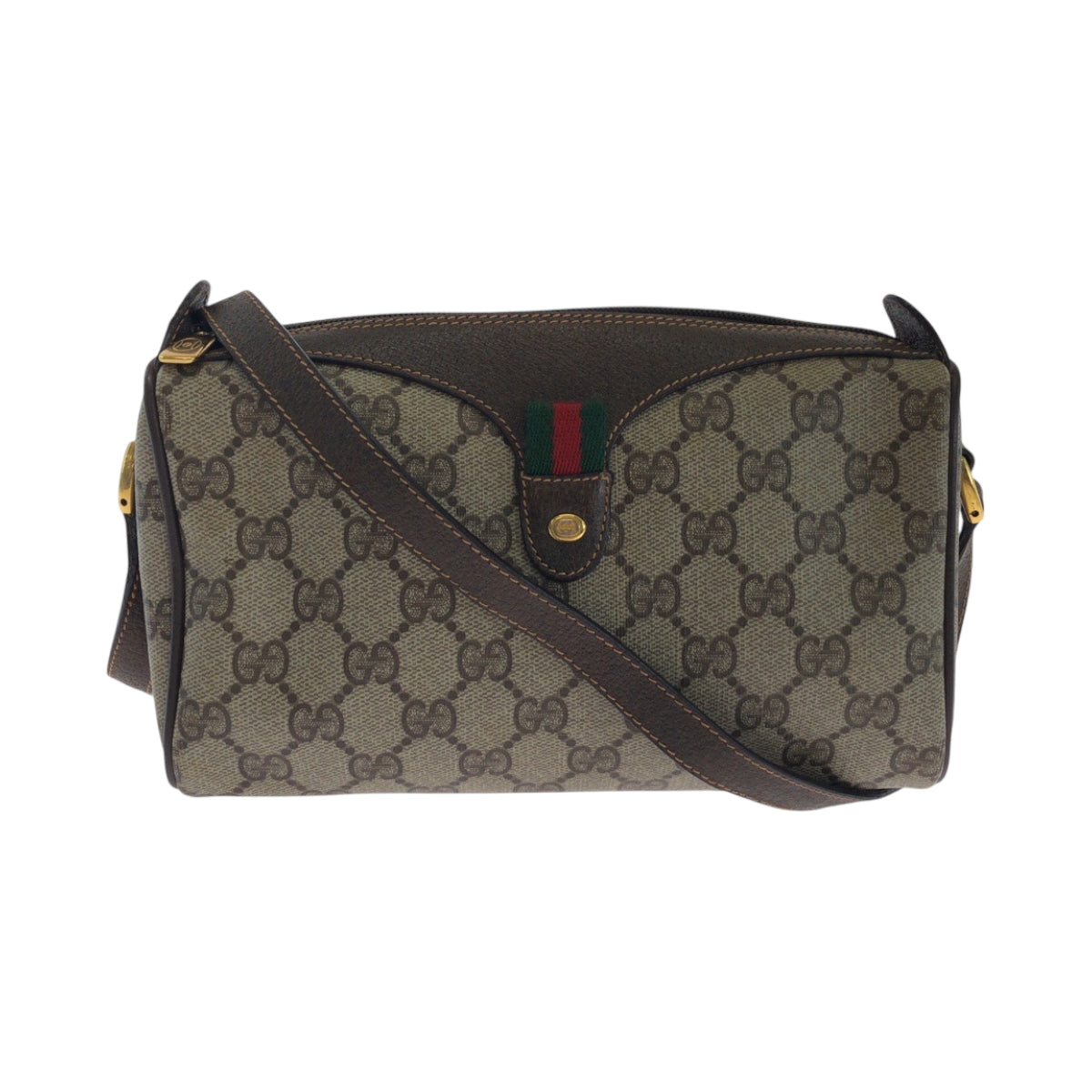 Gucci 89 02 018 GG Supreme Canvas Brown Beige Shoulder Bag