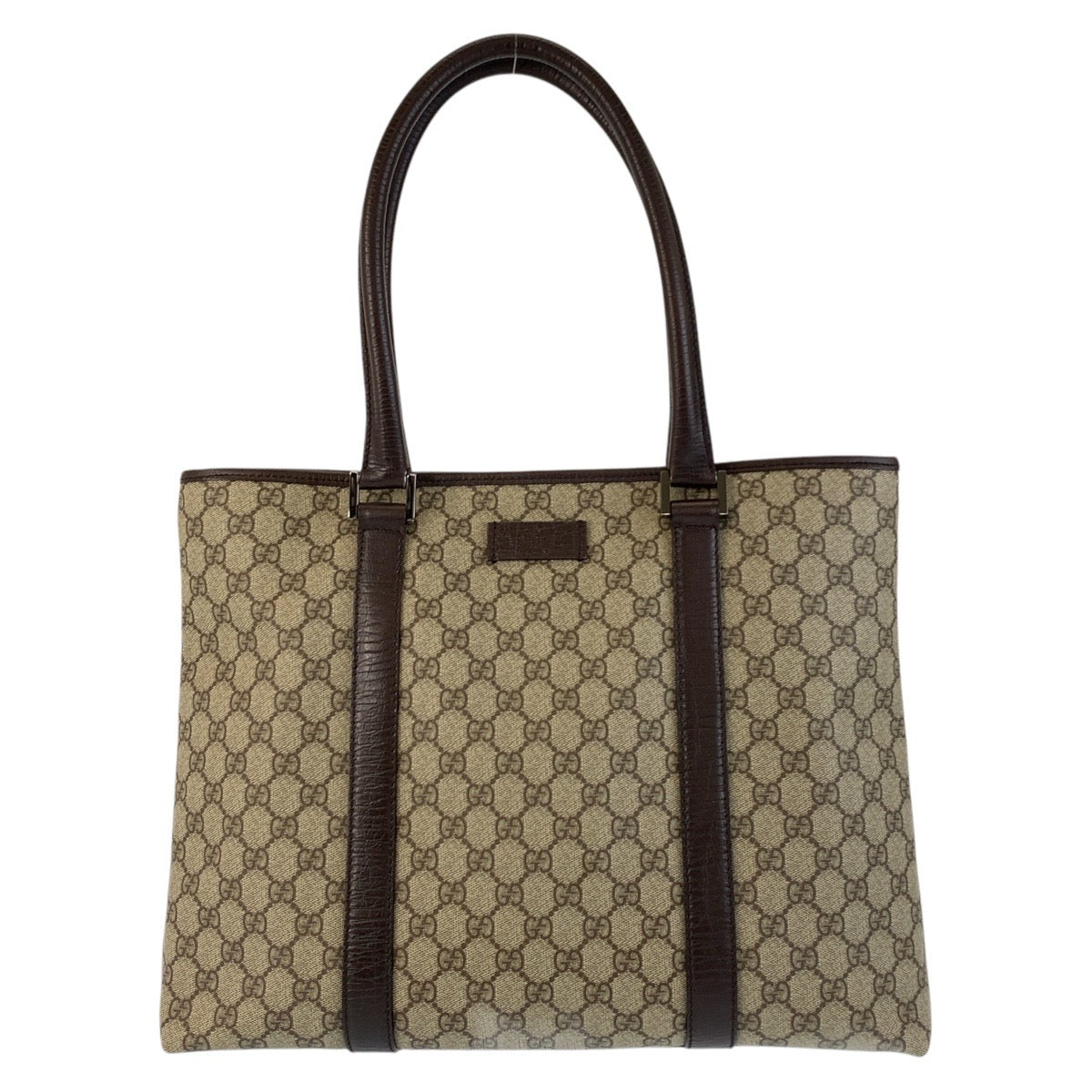 Gucci GG Supreme Beige Leather Canvas Brown Shoulder Bag