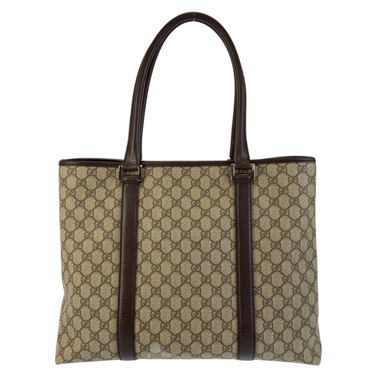 Gucci GG Supreme Beige Leather Canvas Brown Shoulder Bag