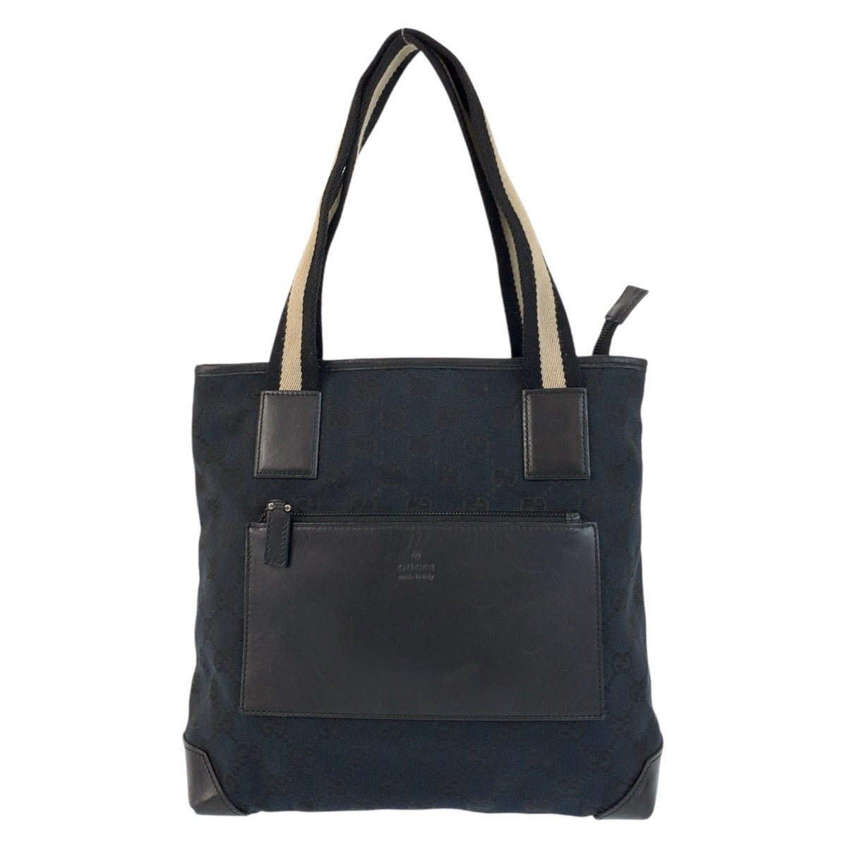 Gucci 019 GG Sherry line Leather Canvas Black Shoulder Bag