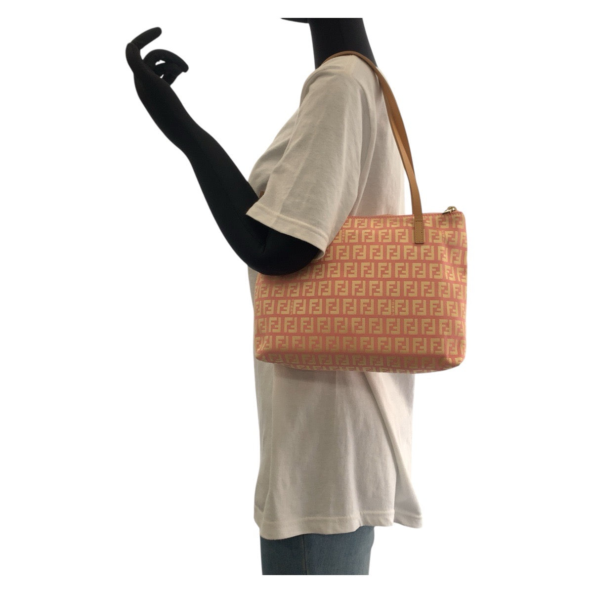 Fendi Tote Bag 8Bh021 Gold Tote Bag Shoulder Bag Leather Canvas Metal