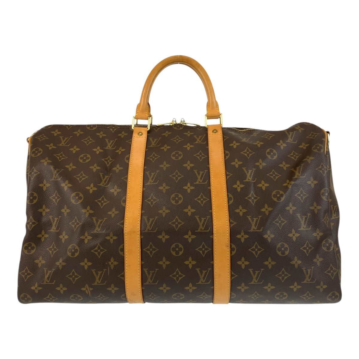 Louis Vuitton Boston Duffel M41426 PVC Keepall Monogram Leather Brown Gold Shoulder Bag