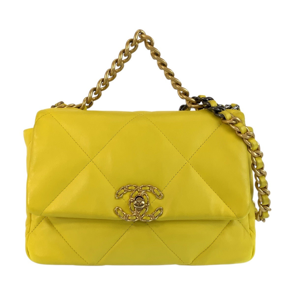 Chanel lambskin Yellow Mark Turnlock Gold Shoulder Bag