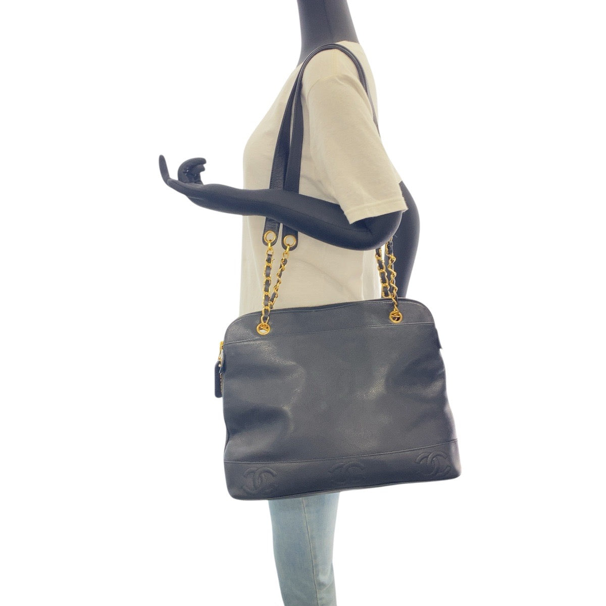 Chanel GoldMetal Triple COCO Mark Black Leather Shoulder Bag