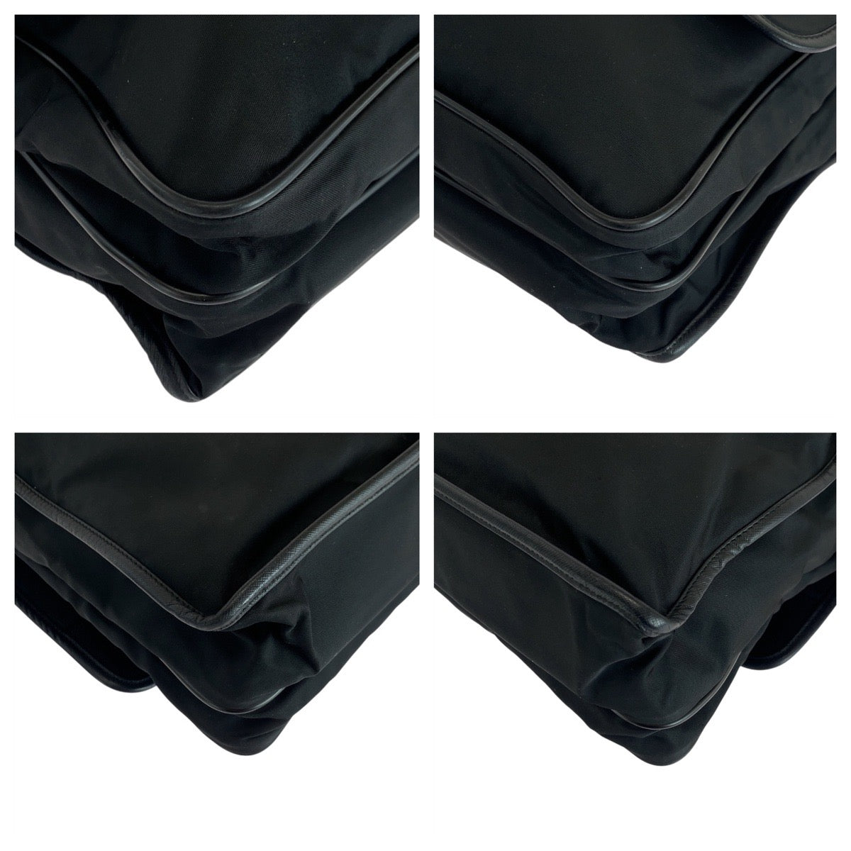 Prada Tessuto Triangle Plate Shoulder Bag Leather Nylon Logo