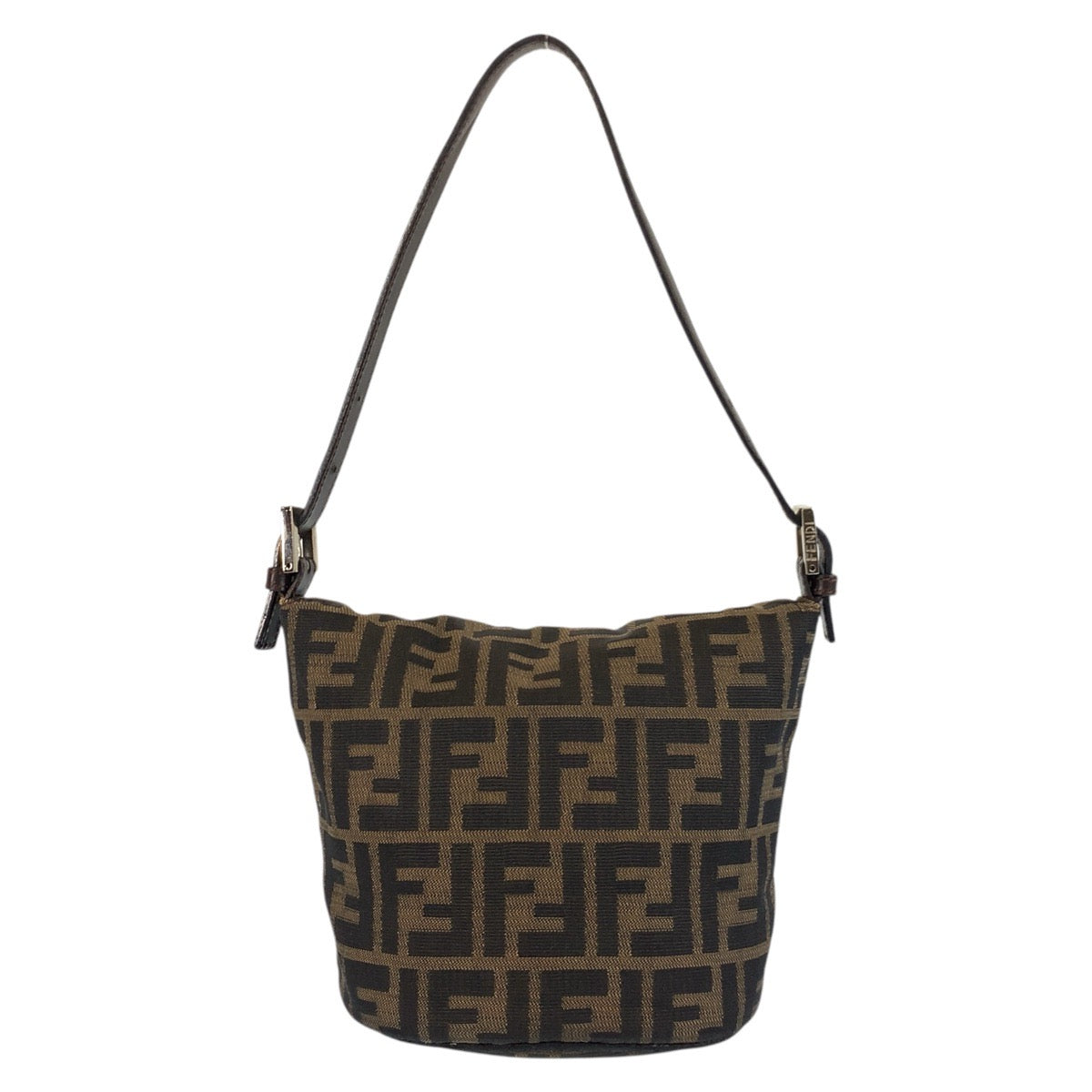 Fendi Shoulder Bag Zucca Mamma Bucket Women Leather Canvas Metal