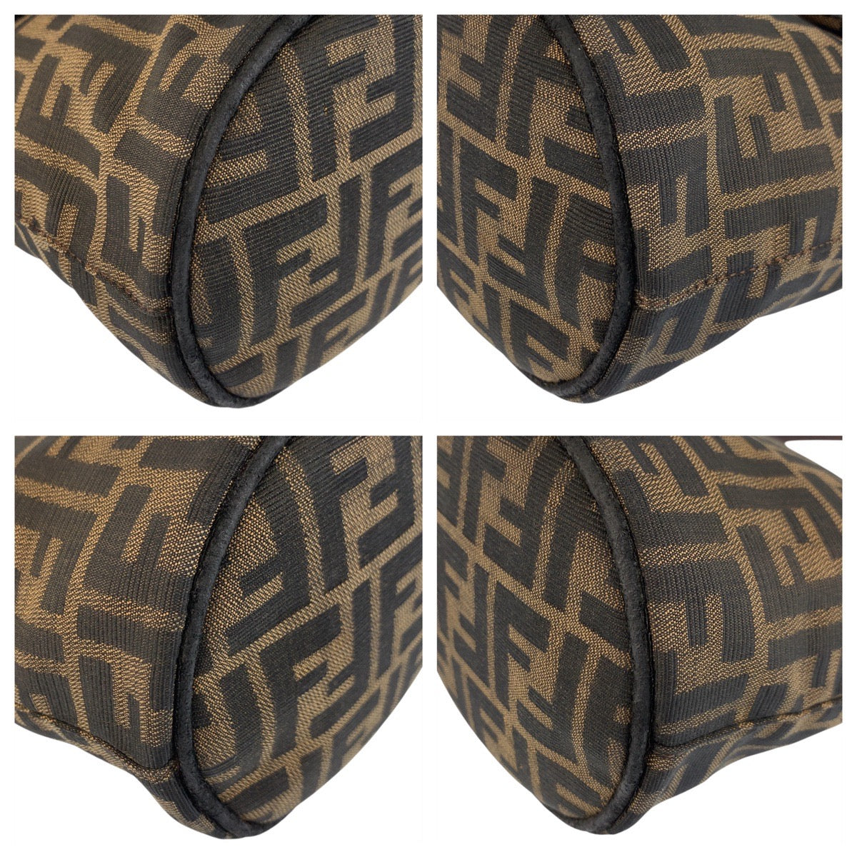 Fendi Shoulder Bag Zucca Mamma Bucket Women Leather Canvas Metal
