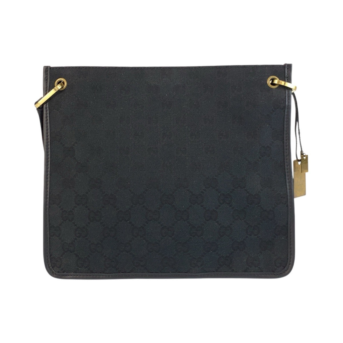 Gucci GG GoldMetal pochette Leather Canvas Black Shoulder Bag