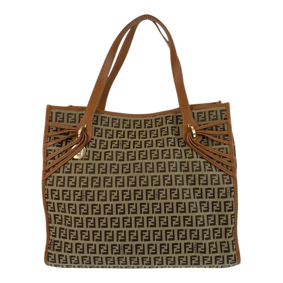 Fendi Tote Bag 8Bh153 Tote Bag Shoulder Bag Zucchino Leather Canvas Metal