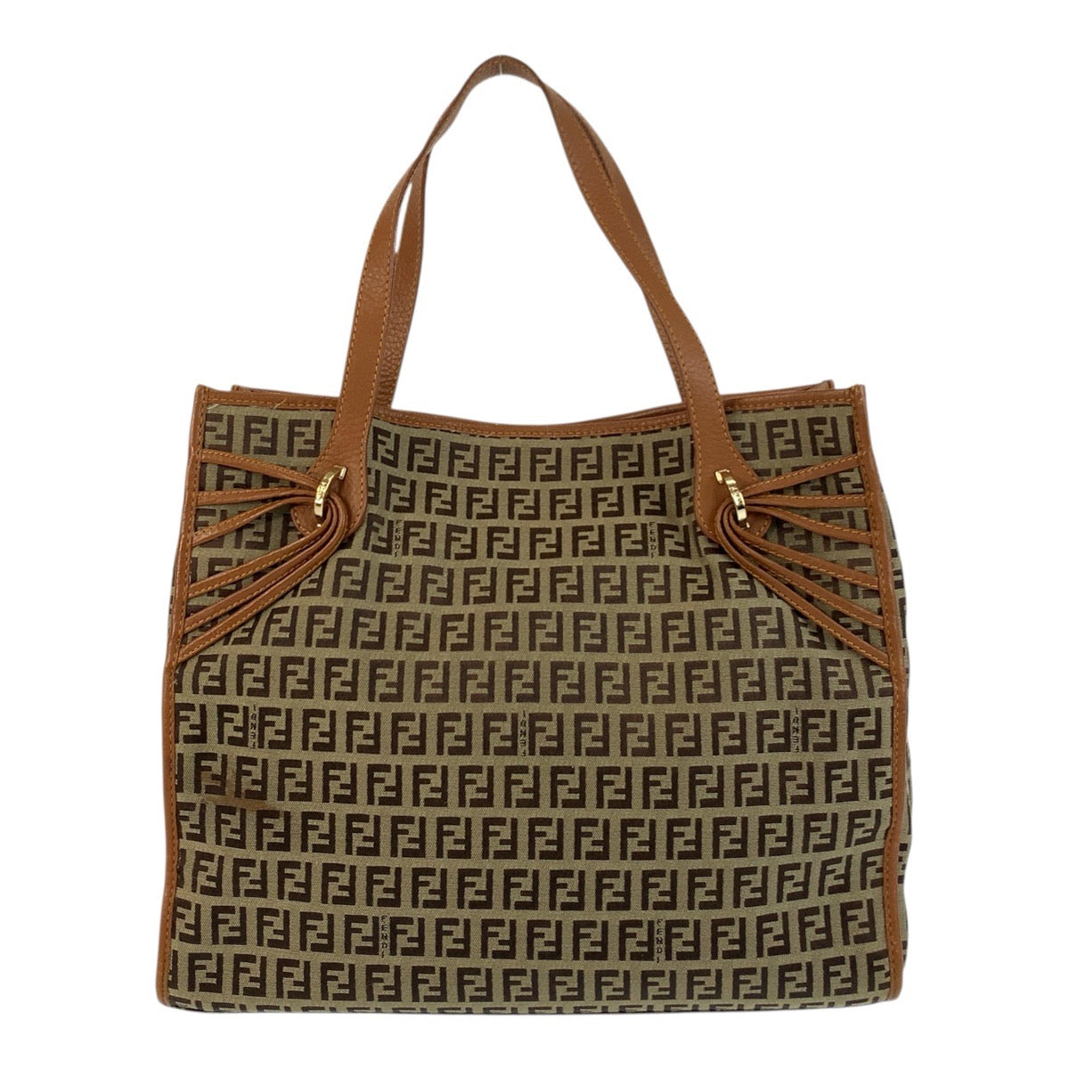 Fendi Tote Bag 8Bh153 Tote Bag Shoulder Bag Zucchino Leather Canvas Metal