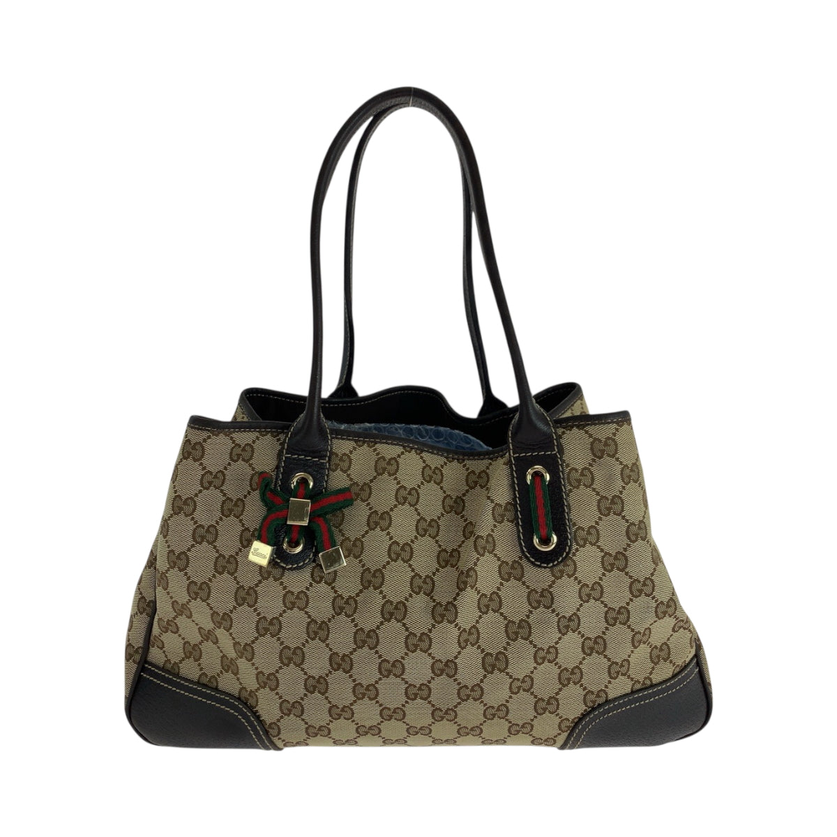Gucci GG Metal Sherry line Pretty Canvas Brown Beige Gold Shoulder Bag