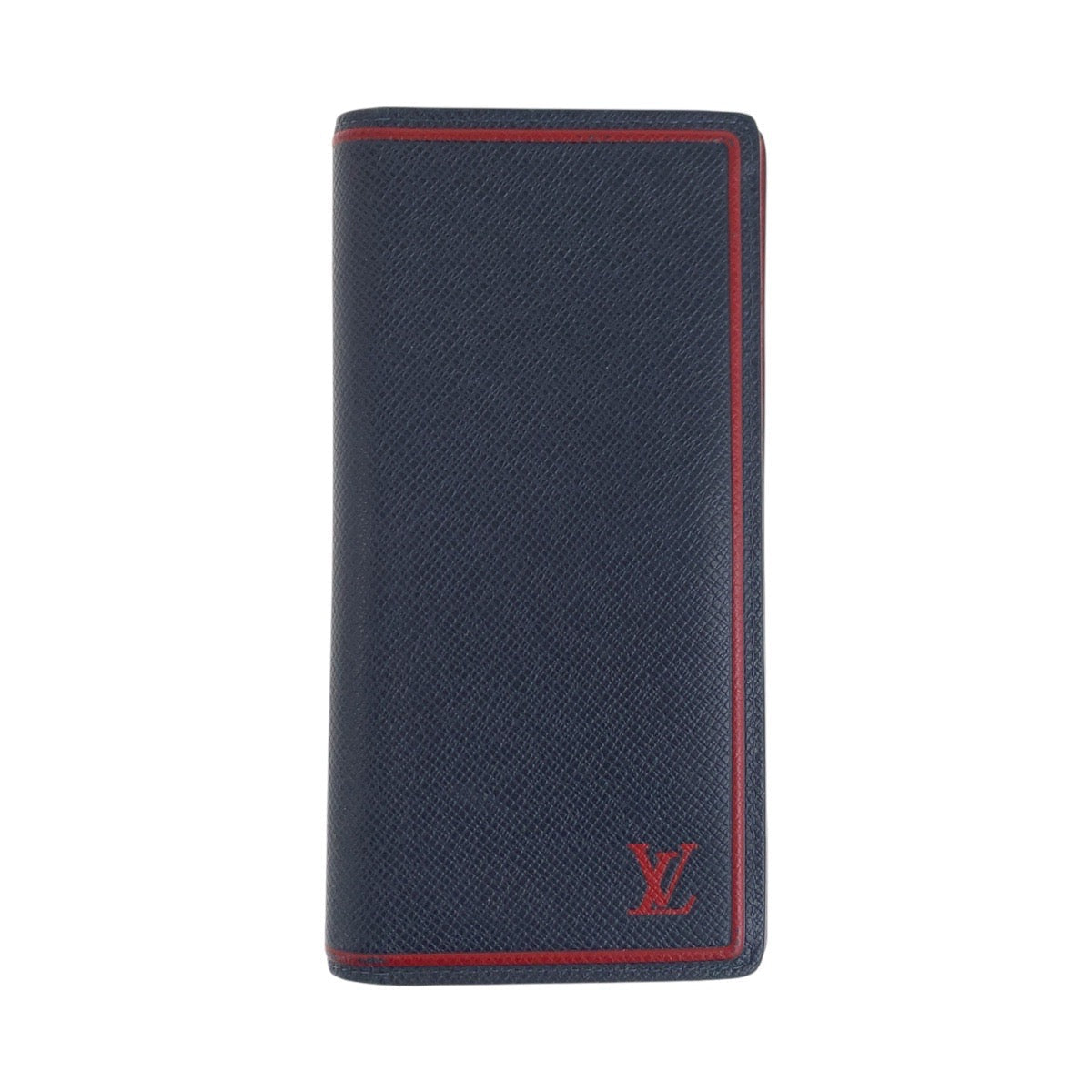 Louis Vuitton Long Purse M63434 Marine SilverMetal Leather Blue Red Navy Wallet Case