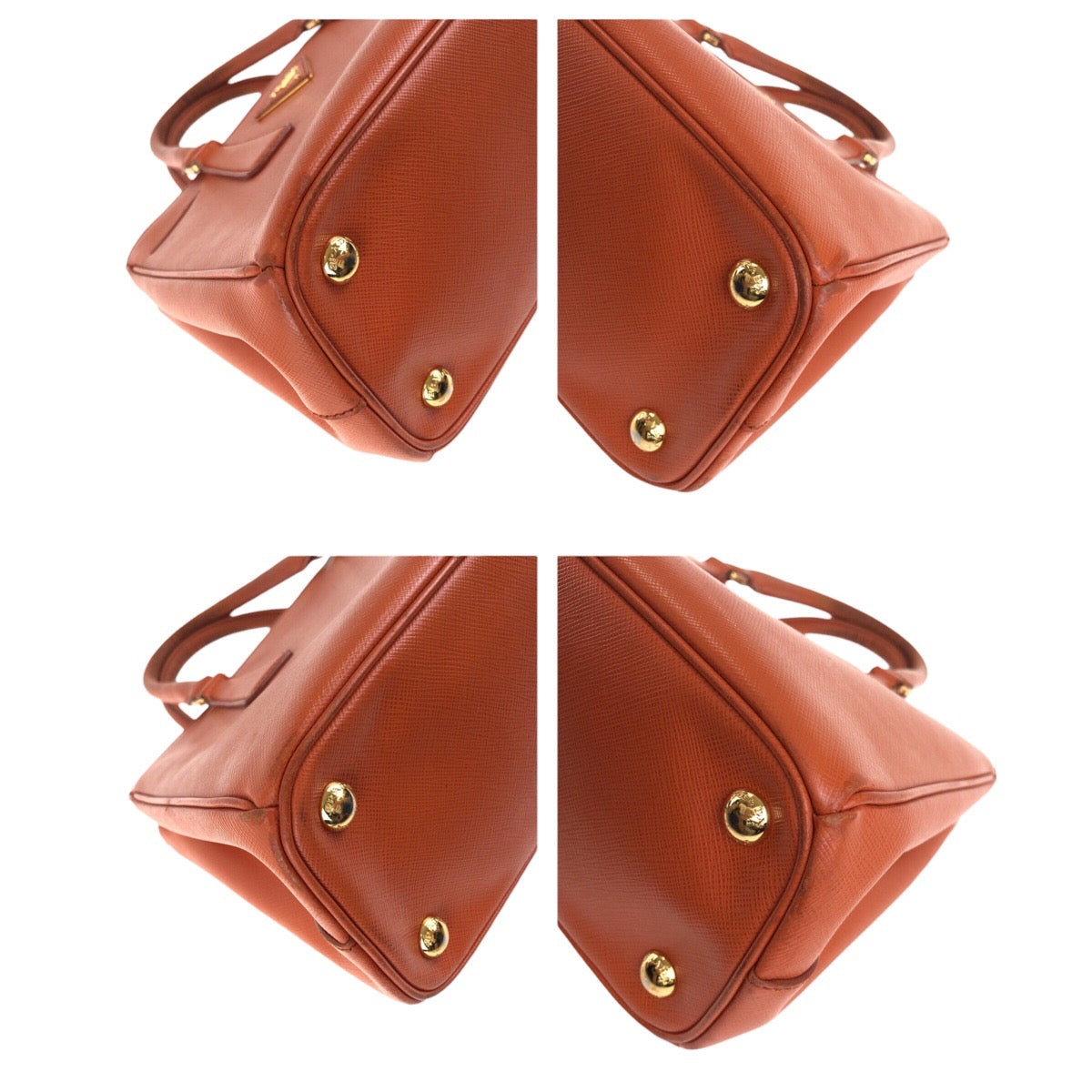 Orange Goldmetal Handbag Tote Bag Shoulder Bag Leather